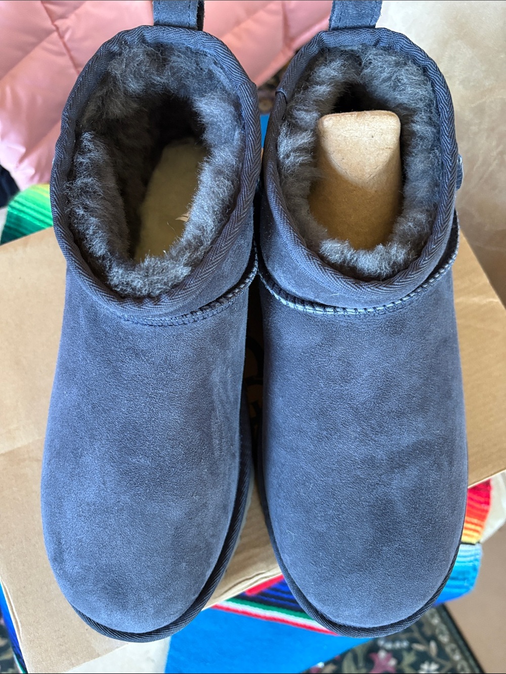 UGG Women's Slate Gray Suede Shearling Lined Ankle Booties
